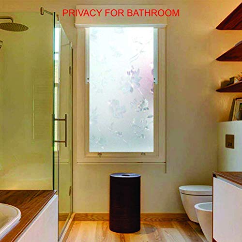 Image of ELTON 3D Vinyl Heat Control Anti UV Window Privacy Self Adhesive Decorative Film for Bathroom Door (White Small Flower, 24 x 36 Inches)