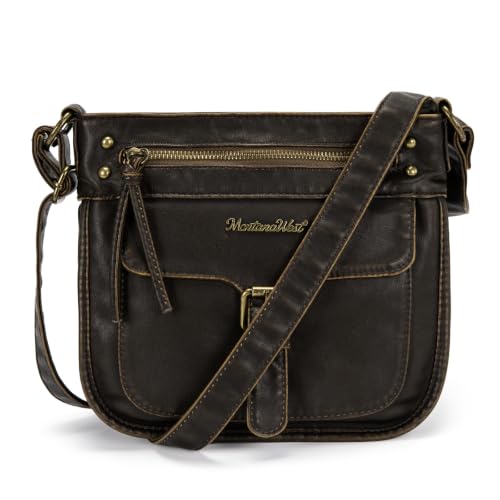 Image of Montana West Crossbody Bag for Women Multi Pocket Shoulder Medium Travel Purses Ultra Soft Washed Leather