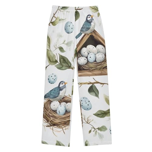 Bird and Egg Boys Long Pants Soft Trousers Elastic Waist Kids Lounge Bottoms with Pockets S-XL