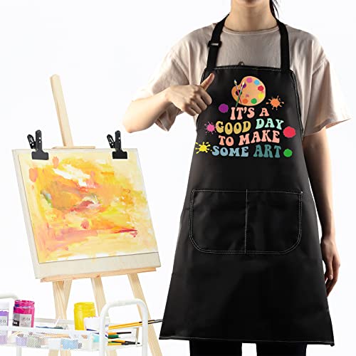 Wzmpa Artist Painters Apron With Pockets Art Teacher Gift It's A Good Day To Make Art Adjustable Apron For Art Lover Student (Make Art Apron Bl) #TOP2