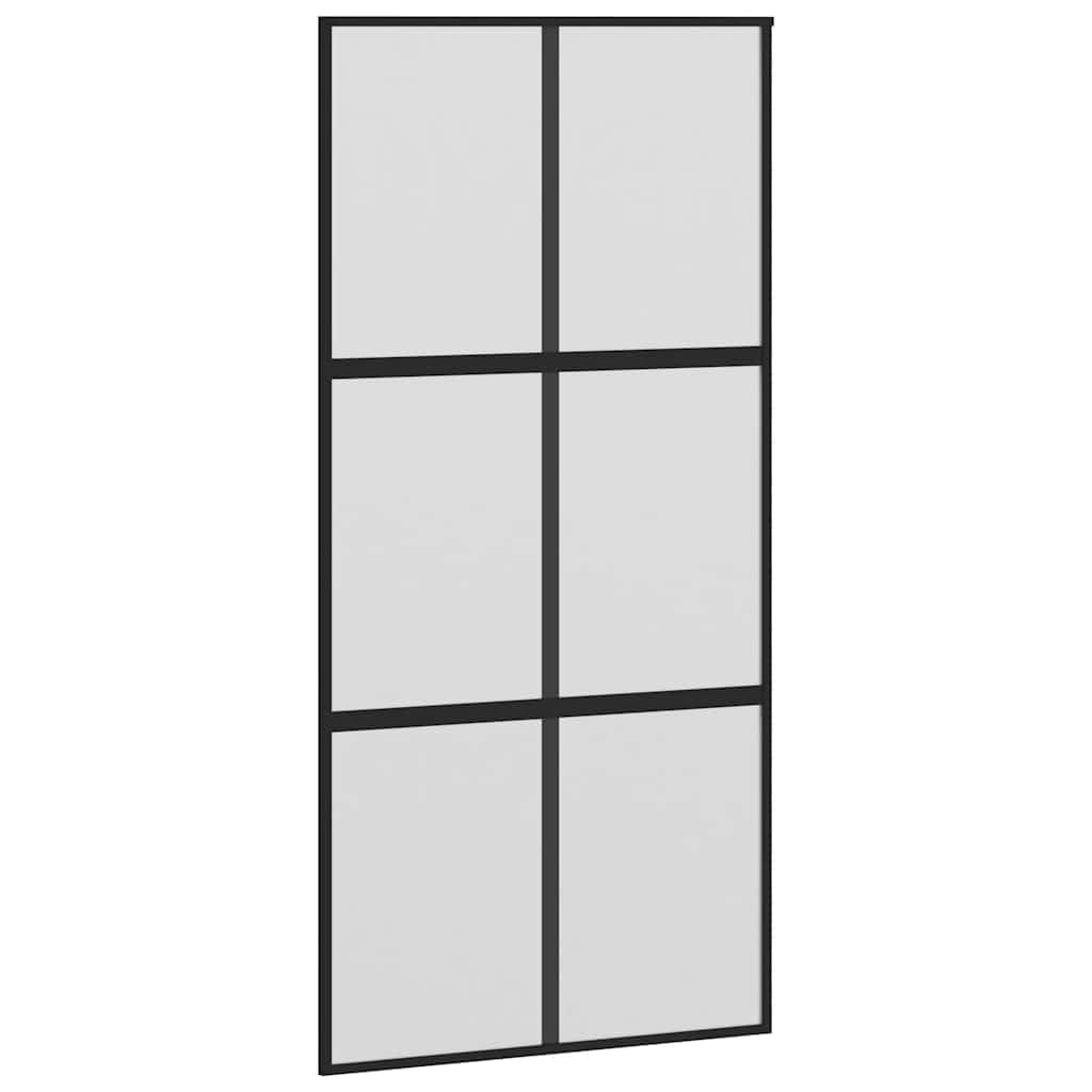 Drzwi przesuwne z okuciem 102,5 x 205 cm, szkło hartowane i aluminium matowe czarne, grubość szkła 5 mm, z szyną ślizgową, zajmująca mało miejsca przegroda do wejścia i mieszkania