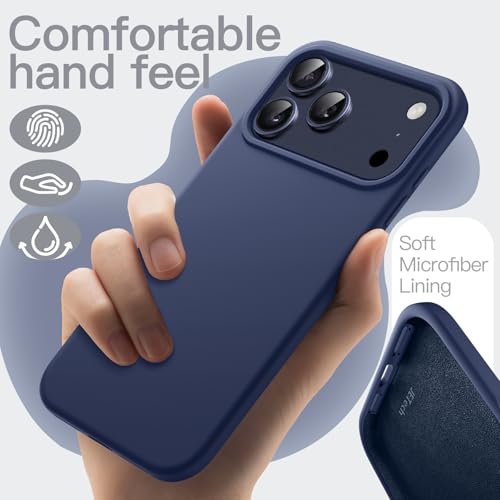 Image of JETech Liquid Silicone Case for iPhone 17 Pro Max 6.9-Inch, Silky Soft Touch Full-Body Protection, Anti-Scratch Shockproof Phone Cover with Microfiber Lining (Dark Blue)