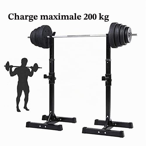 Rack Squat Réglable (105-160 cm), Multifonction Haltère Rack, Repose Barre Musculation Support, Charge Max. 200 kg (Noir)