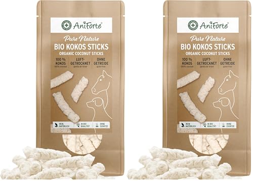 AniForte Bio Kokos-Sticks Hundesnack 500g - Zahnpflege Snack für Hunde & Pferde, kaltgepresst, 100% Kokos Hundeleckerlie, natürliche Belohnung aus Kokosraspeln, ohne Zusätze (Packung mit 2)