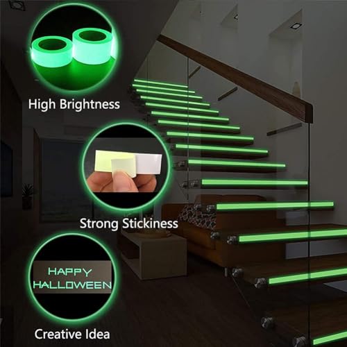 Ctdwnt CTDWNT-018923 Glow In The Dark Tape,10Ft X 0.5 Inch Long-Lasting Bright Fluorescent Glow Tape,Luminescent Emergency Tape Safety Egress Markers Stairs,Walls,Steps,Exit Sign,Strong Adhesive thumb #7