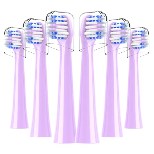 Replacement Toothbrush Heads Compatible with Colgate Hum Toothbrush - Brush Heads Replacement Compatible with Hum Smart Battery Toothbrush Purple 6 Pack