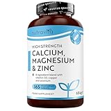 Nutravita Calcio Magnesio Zinco e Vitamina D3 – 365 Compresse Vegetariane – Integratore di Calcio ad Alto Dosaggio – Fornitura per 6 Mesi di Integratore per le Ossa– Prodotto nel Regno Unito