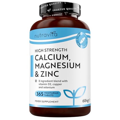 Nutravita Calcium Magnesium & Zinc with Vitamin D Copper Selenium Boron and Manganese - 365 Tablets - Calcium Magnesium & Zinc Supplment