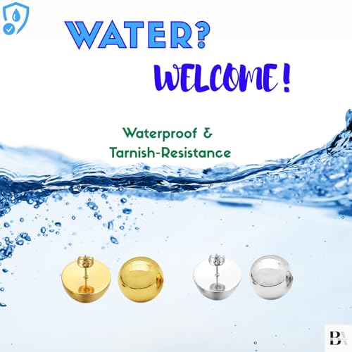 Stainless Steel Half Ball Round Dome Stud High Polished Earring for Women 10mm / 12mm / 14mm / 16mm / 18mm / 20mm / 24mm4