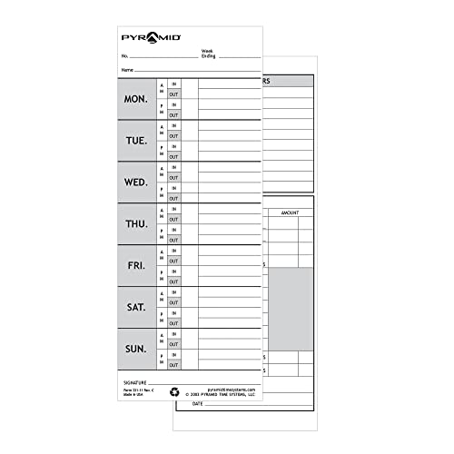 Pyramid™ Model 1000 30% Recycled Time Cards, Pack Of 100 #TOP1