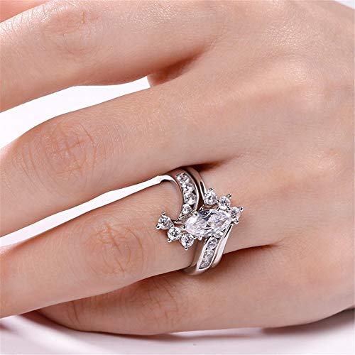 Jeulia Marquise Cut Wedding Set Sterling Silver Bypass Rings with Cubic Zirconia White Diamond Solitaire Engagement Rings Promise Anniversary with Gift Box2