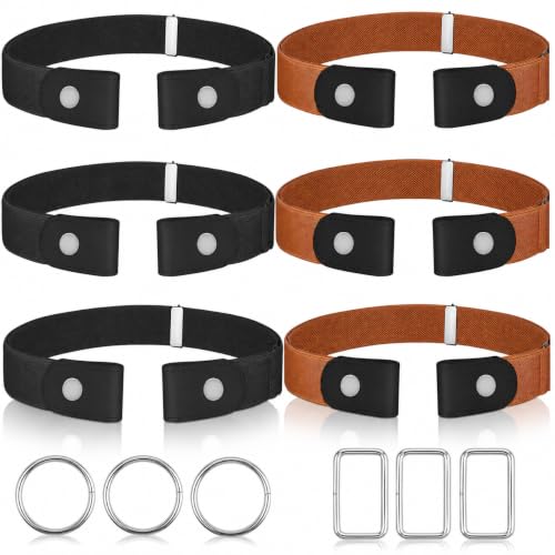 Image of 【4 Pcs】No Buckle Stretch Belt for Women and Men Elastic Waist Belt Invisible Belts for Jeans Pants