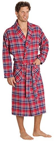 EVERDREAM Mens Flannel Robe, Shawl Collar Lightweight 100% Cotton Bathrobe4