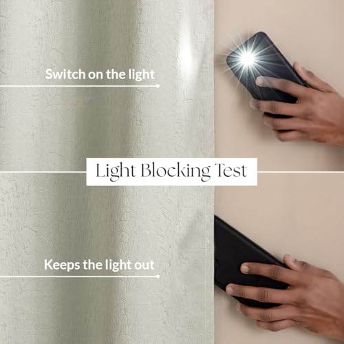 Image of HOMEMONDE 100% True Blackout Curtains 7 Feet Door - Pack of 2 Curtains, Embossed Panels Light Block Thermal Insulated & Noise Reducing Room Darkening Curtains (Abstract Off White, 84Inch)