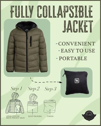 Image of URBAN REPUBLIC Boys Puffer Jacket - Packable Warm Insulated Hooded Boys Winter Coat with Pockets (Sizes 4-20)