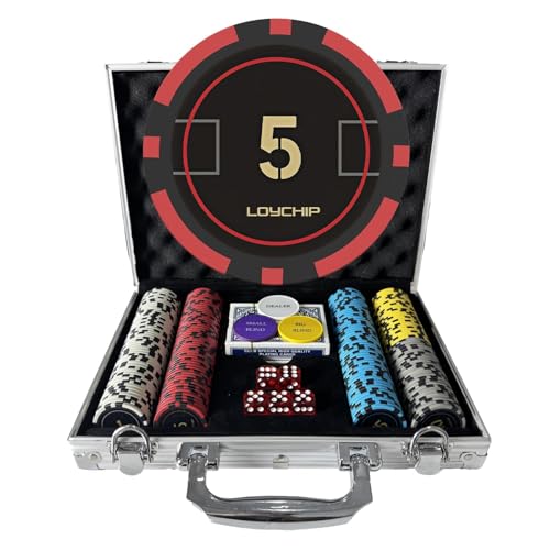LOYCHIP 200-Piece Poker Set 11.5g Heavyweight Chips with Numbers and