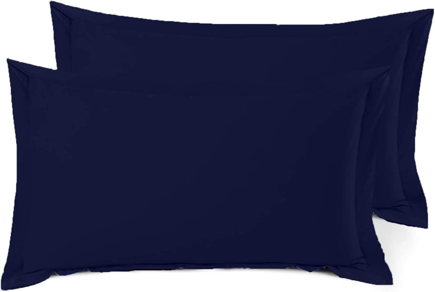 100% Egyptian Cotton Standard Pillow Shams Set of 2, Soft and Cozy, Wrinkle, Fade, Stain Resistant, Standard (20" x 26"), Navy Blue