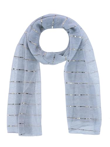 CTM Women's Sheer Sparkling Metallic Stripe Lightweight Scarf4