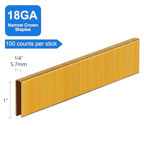 Image of 18 Gauge 1 /4 inch Narrow Crown Staples 1 Inch Leg,3000-Pack