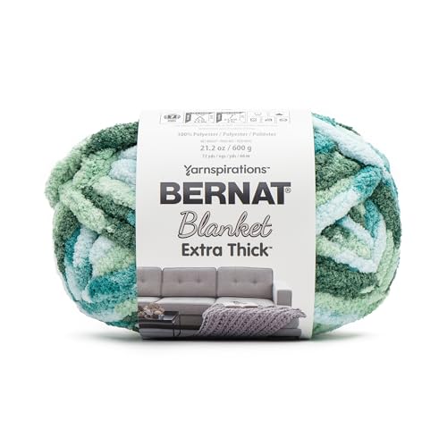 Image of Bernat Blanket Extra Thick Teal Ivy Varg Yarn - 1 Pack of 21.12oz /598.74g - 100% Polyester - #7 Jumbo - 72 Yards - Chunky Yarn for Hand Knitting, Crocheting, Crafts & Amigurumi