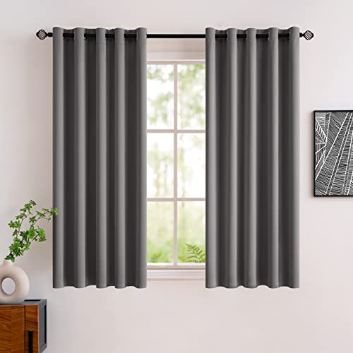 MIULEE Grey Blackout Curtains for Living Room 72-inch Drop 2 Panels Set, Premium Bedroom Black Out Curtains with Eyelet, Thermal Insulated Window Curtains, Room Darkening Curtains, Each 66 x 72 Inch