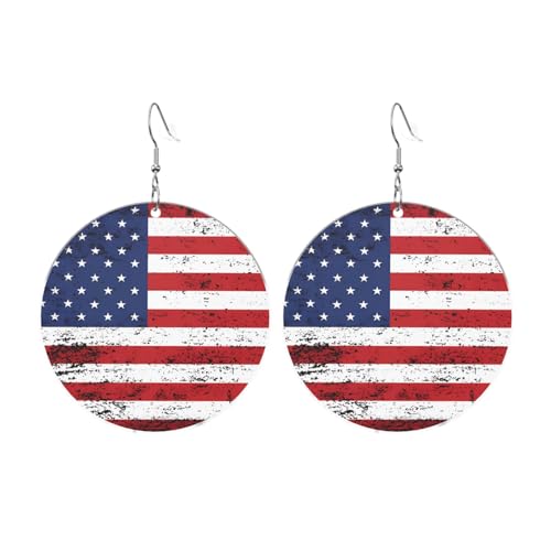 National Flag Earrings Dangle Earrings Lightweight Round Acrylic Earrings for Women