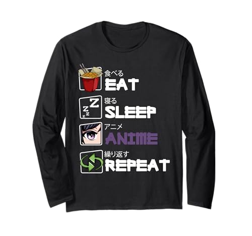 Eat Sleep Anime Repeat Kawaii Otaku Manga Japan Fan Kanji Manga Larga
