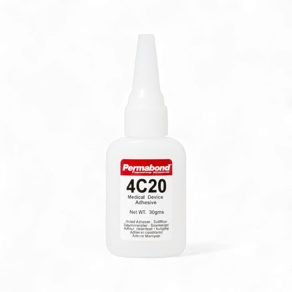 Permabond 4C20 Medical Grade Cyanoacrylate Adhesive, Fast-Setting, 400-600 cP Viscosity, 0.008 in Gap Fill (Glue Only, 1oz)