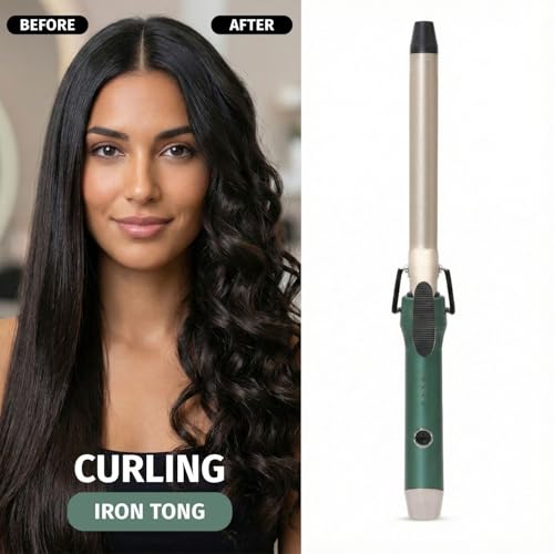 Image of HNK Professional Green EMERALD 16MM Hair Curler with Digital Temperature Control - Fast 15 Sec Heat Up | Instant Heat Recovery | Soft Touch Grip | 3m Swivel Cord | Available in 8 Barrel Sizes (9mm-32mm)