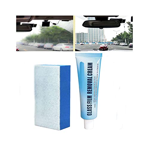 Film Removing Paste Glass Oil ,Film Remover,Car Glass Oil Film Cleaner, Glass Film Removal Cream, Car Windshield Oil Film Cleaner, Glass Stripper Water Spot Remover with Sponge (1PC) Cover