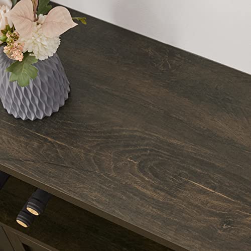 Aubtik Industrial Wine Bar Cabinet For Liquor And Glasses, Rustic Sideboard And Buffet With Storage For Home, Farmhouse Coffee Bar Cabinet With Removable Wine Rack And Stemware Racks (Walnut Brown) #TOP3