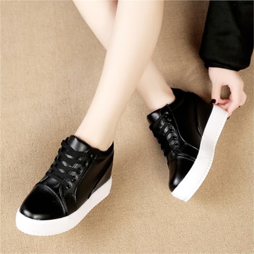 UPGENT White Women's Fashion Hidden Heel Sneakers Lace-up Platform Wedge Sneakers Sandals Bride Wedding Casual Walking Shoes2