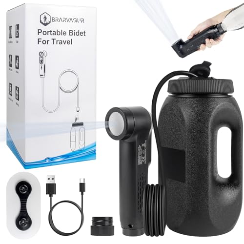 Portable Bidet for Travel, 1600mAh Electric Rechargeable Handheld Bidet with 2.5L Tank & Dual Spray Modes (Jet/Shower), USB-C, Personal Hygiene Sprayer for Home, Camping, Postpartum & Elderly Care