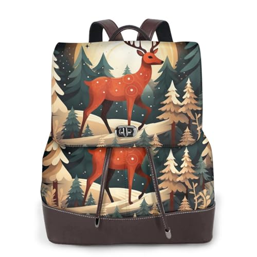 Sac à dos tendance imprimé cerf de Noël femme pour voyage quotidien et travail