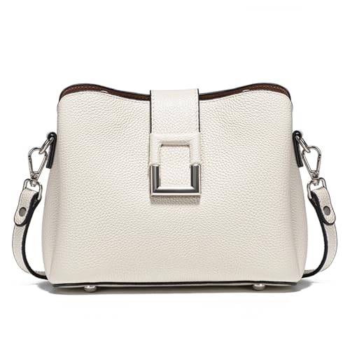 DJSKLDF Leather Bags Women Bolso de hombro grande tipo cubo for mujer, bolso mano, cruzado para Vacaciones(White)
