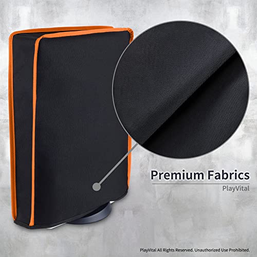 Image of PlayVital Black Nylon Dust Cover for PS5, Soft Neat Lining Dust Guard for PS5 Console, Anti Scratch Waterproof Cover Sleeve for ps5 Console Digital Edition & Disc Edition - Orange Trim