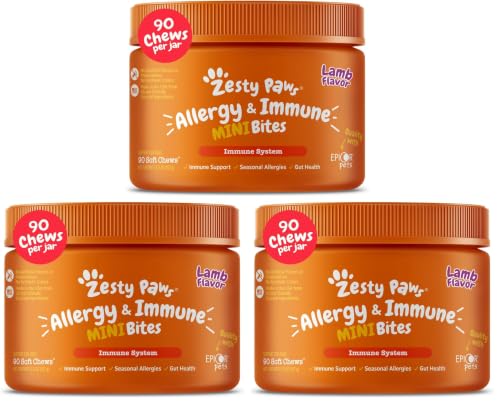 Image of Zesty Paws Allergy Immune Bites - Dog Allergy Chews, Dog Probiotics for Itchy Skin and Ears, Lamb, Mini, 90ct (Pack of 3)