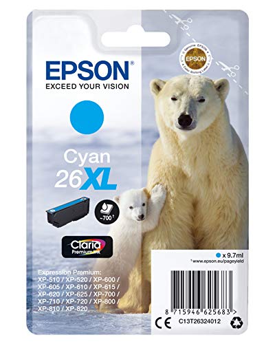 Epson 26Xl Serie Orso Polare Cartuccia Originale, XL, Ciano