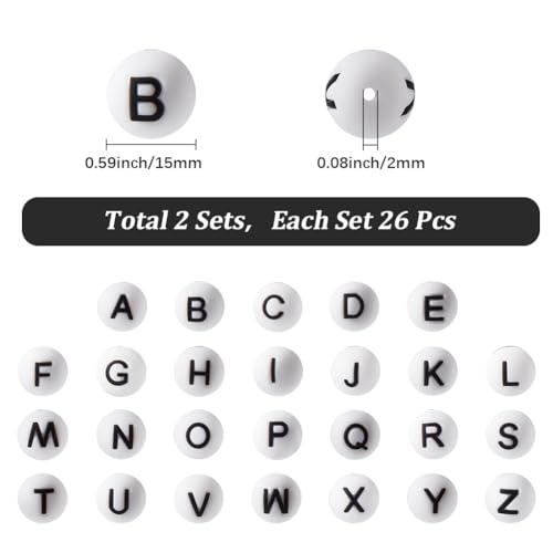 Perles en silicone 15mm alphabet durables qui ne s'effacent pas