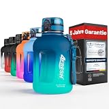 4FRESH Borraccia Gallon 1700 ml 1,7 L con Manico, Antiperdita, Apertura con 1 Click, Senza BPA in Tritan, Contenitore Robusto per Fitness, Palestra, Outdoor ed Escursioni, Borraccia Sportiva Grande
