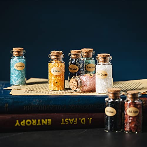 Khocoee 12 Different Gemstone Bottles Chip Crystals And Healing Stone, Chakra Healing Crystals Bottles, Wicca Gem Stones Set, Witchcraft Crystals #TOP2