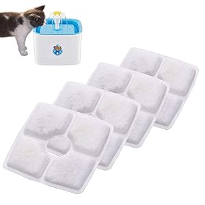 ABEDOE - Set di 4 Filtri di Ricambio a Carbone Attivo per Fontanella Automatica Quadrata per Cani e Gatti