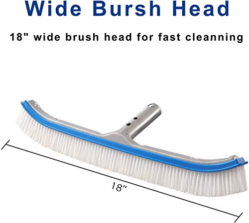 GLORYA Swimming Pool Brush with 8ft Pole - 18\" Polished Nylon Bristles Pool Brush Head - Brush Designed for Cleans Walls Tiles and Floors - Thumbnail 5