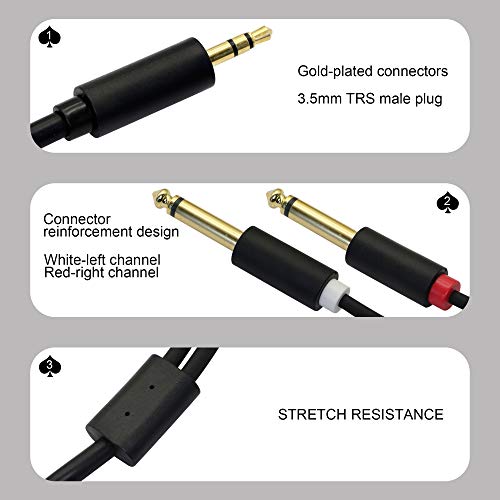 Cable de audio 3.5mm a dual 6.35mm 1.5 m miniatura 2