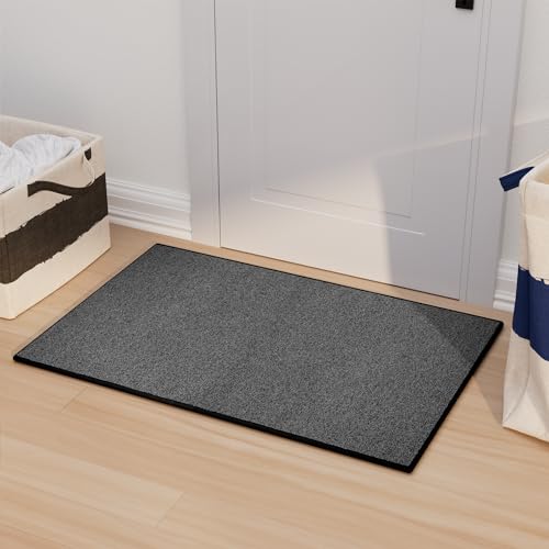 AREDO Non-Slip Washable Door Mat 2x3 ft Black