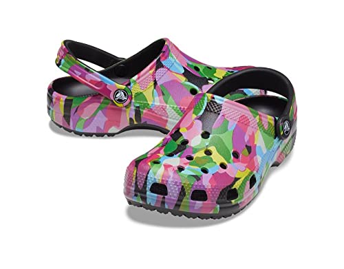 Image of Crocs Unisex-Adult Classic Graphic Clogs, Black /Bubble Block, 13 Men /15 Women