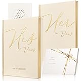 Vow Books Hochzeits-Gelübde für Sie und Ihn, 15,2 x 10,2 cm, Leinen, Hardcover mit Goldfolien-Schriftzug und Lesezeichen, Hochzeitszeremonie, Andenken für Braut und Bräutigam, für Sie und Ihn