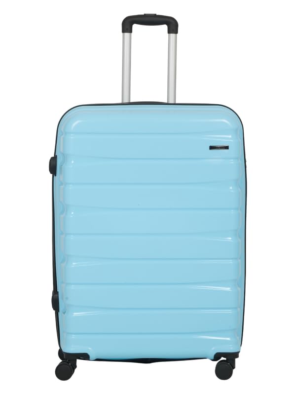 Image of Teakwood Large Check in Size 8 Wheels Trolley Bag, Hard Cabin with Zipper Closure, Adjustable Push Button & Cross Side Strap, TSA Lock System 360 Degree (Large Check in Size, Sky Blue)
