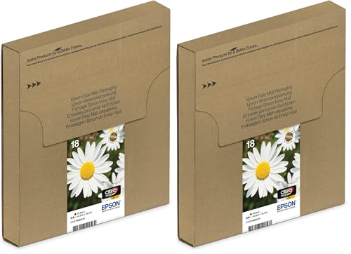 Epson Pâquerette 18 T1801 Cartouche d'encre Noir Amazon Dash Replenishment est prêt (Lot de 2)