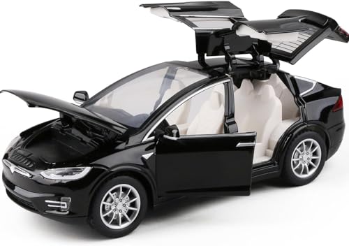 Image of SPITEN Tesla X Model 1:32 Scale Exclusive Alloy Metal Pull Back Die-cast Car Scale Model with Sound Light Mini Auto Toy for Kids Metal Model Toy Car with Sound and Light(Multicolour)